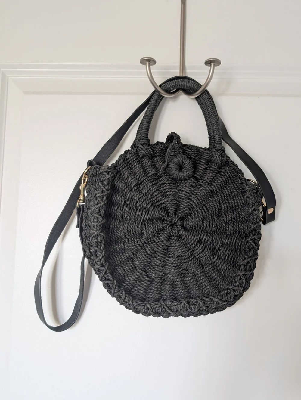 Bujibaja by Hat Attack Black Woven Straw Circle Bag - Picture 2 of 9